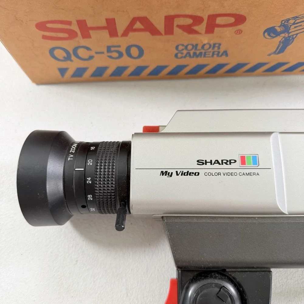 SHARP QC-50 Vintage Color Video Camera Japan Silver Black W/ Box POWERS ON READ